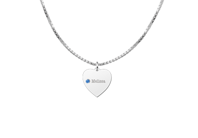 Silver heart with birthstone
